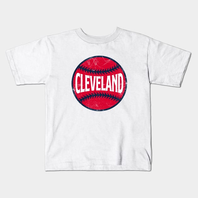 Cleveland Retro Baseball - White Kids T-Shirt by KFig21